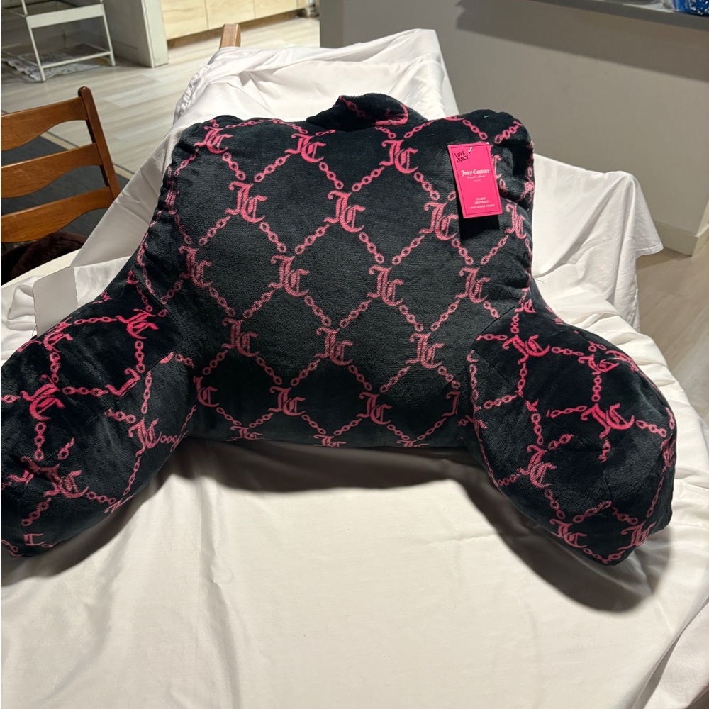 Juicy Couture Home JC Logo Plush Bed Rest w/Cell Phone Pocket